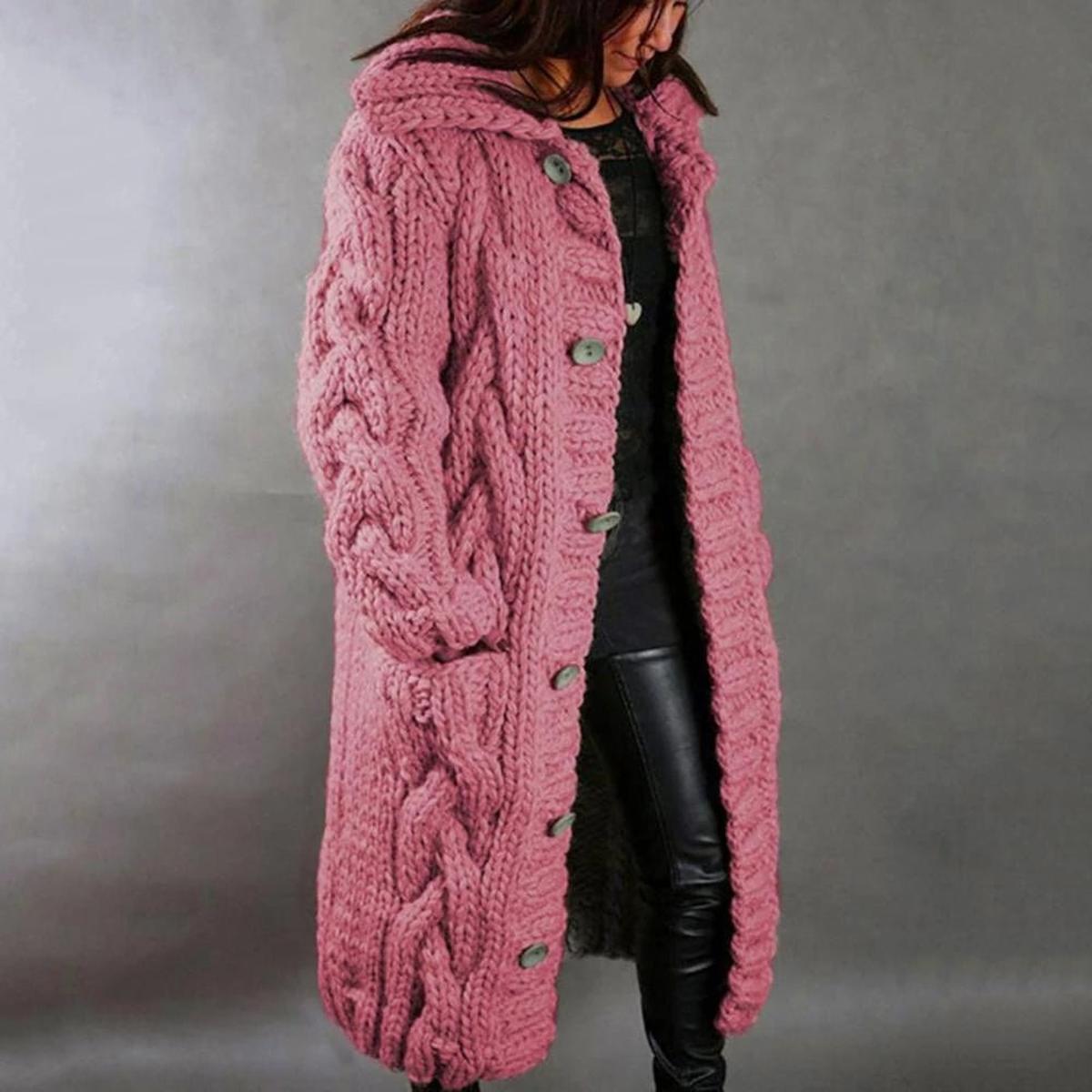 Cappotto in maglia con tasche da donna