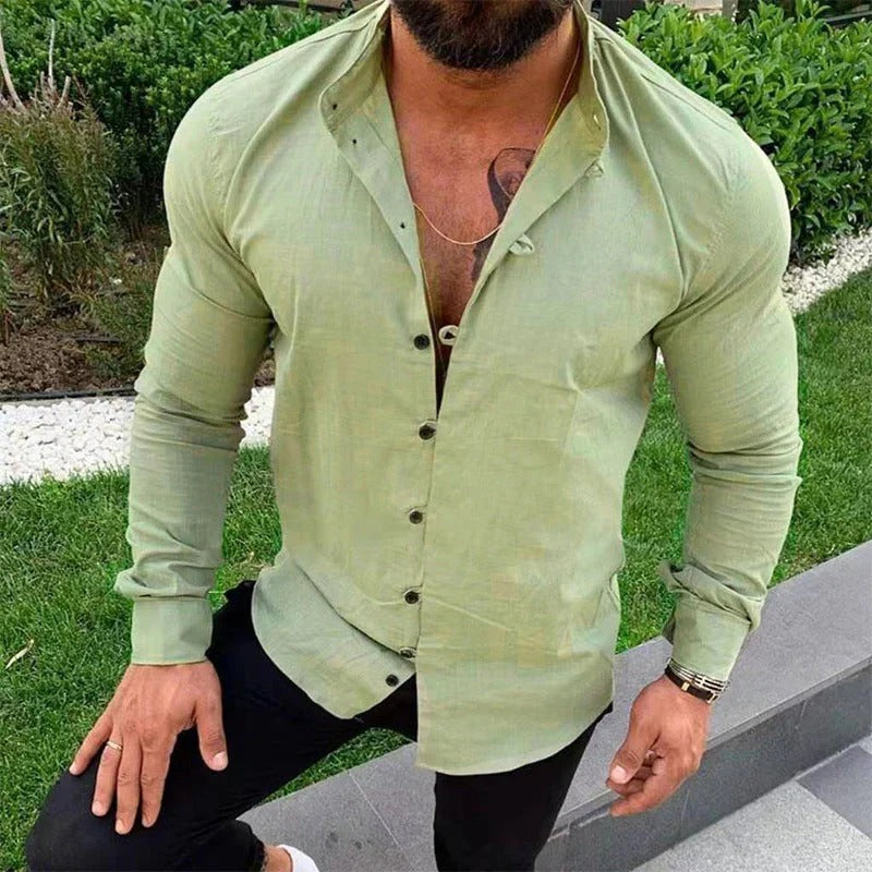 Camicia in lino a maniche lunghe da uomo