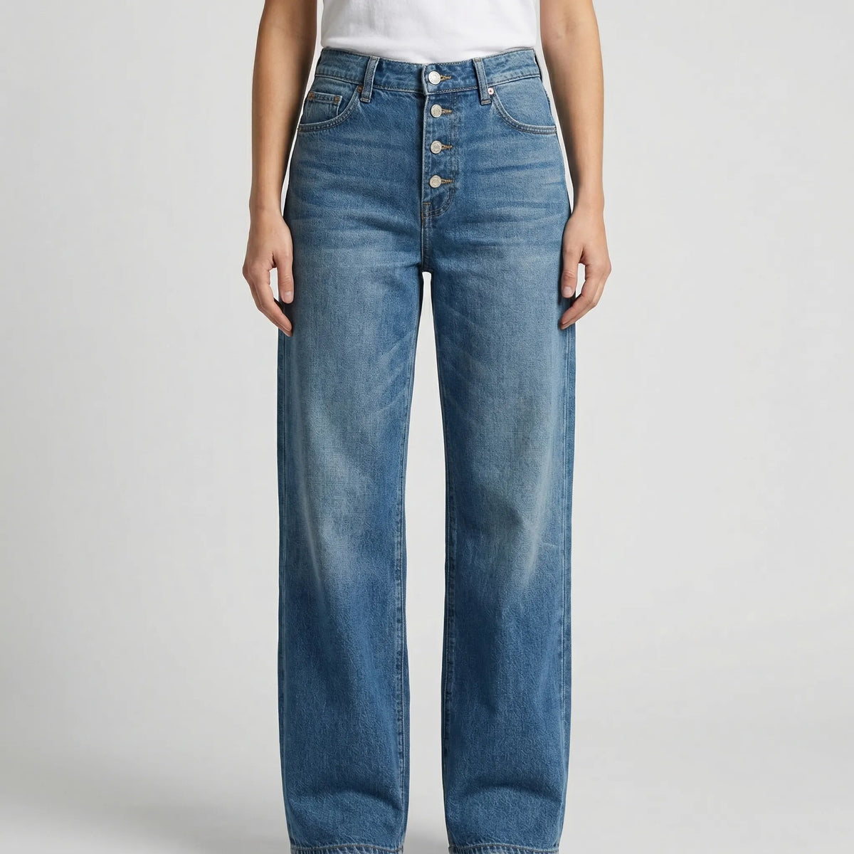 Jeans Donna a Vita Alta e Gambe Larghe