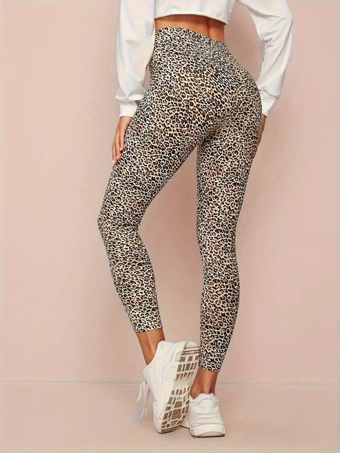 Leggings a vita alta leopardati da donna