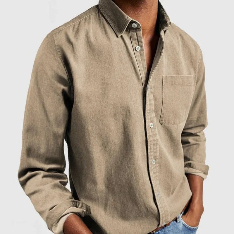 Camicia casual classica in tinta unita da uomo