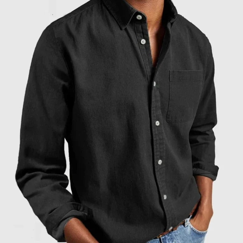Camicia casual classica in tinta unita da uomo