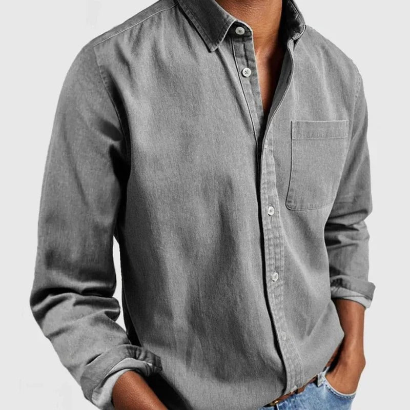 Camicia casual classica in tinta unita da uomo