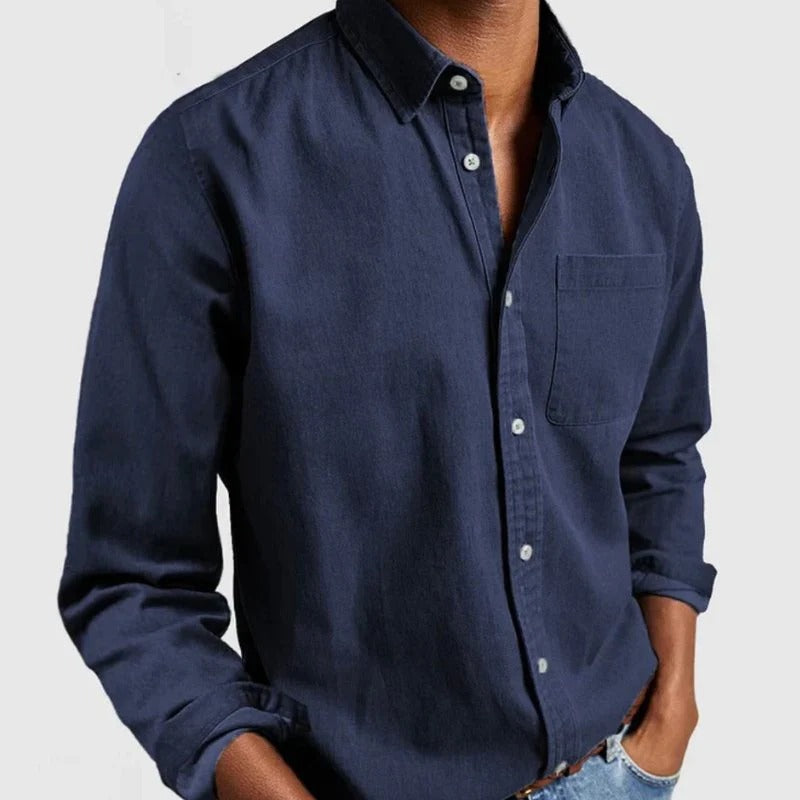 Camicia casual classica in tinta unita da uomo