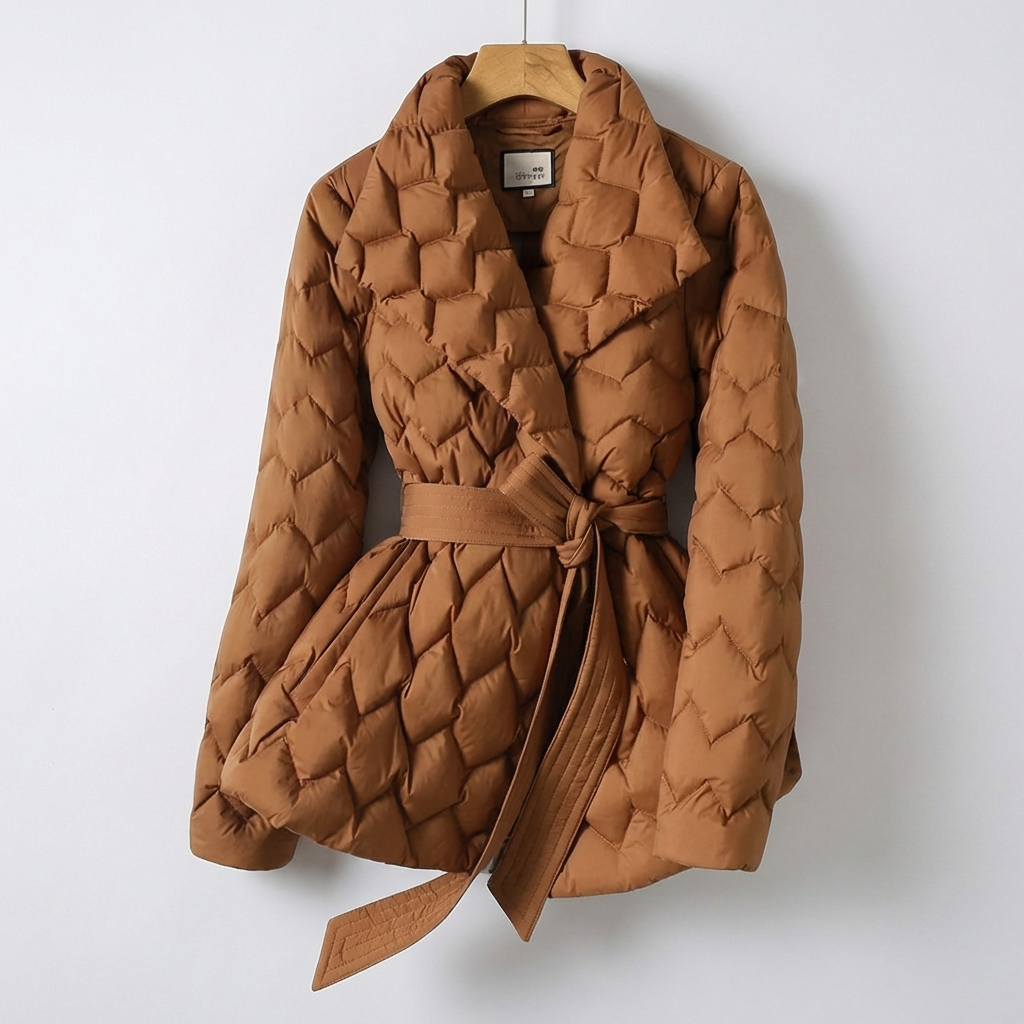 Cappotto Donna in Piuma con Cintura