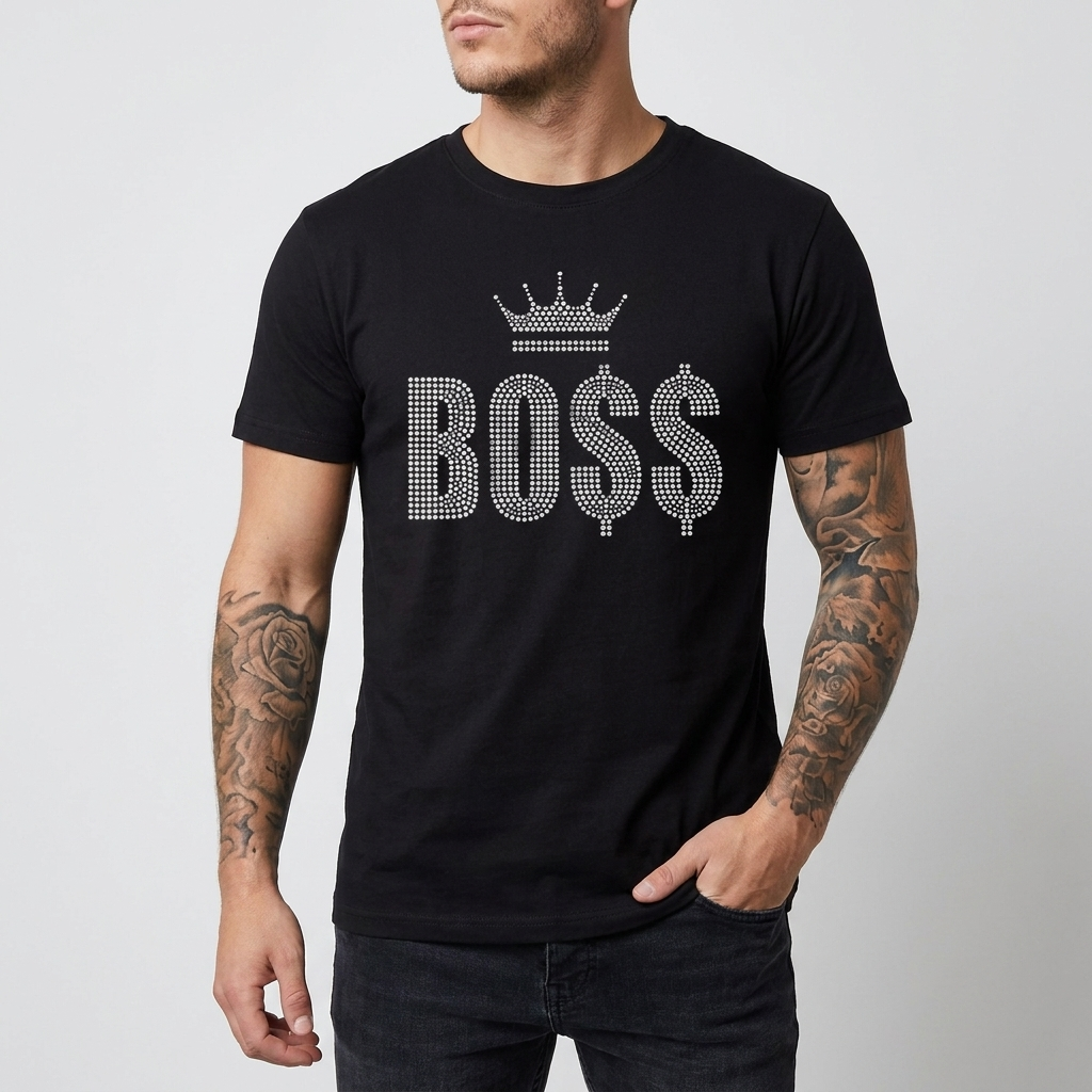 T-Shirt Slim Fit con Paillettes per Uomo