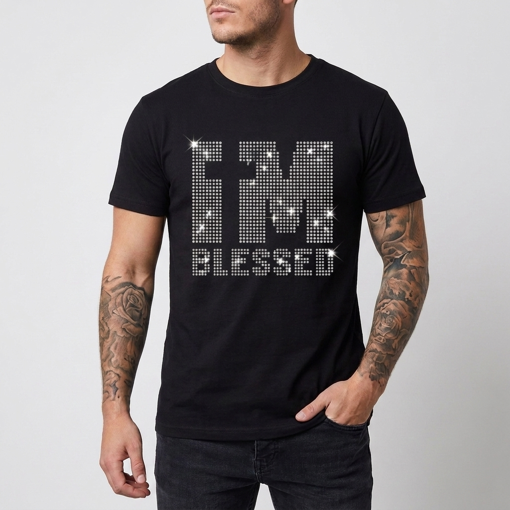 T-Shirt Slim Fit con Paillettes per Uomo