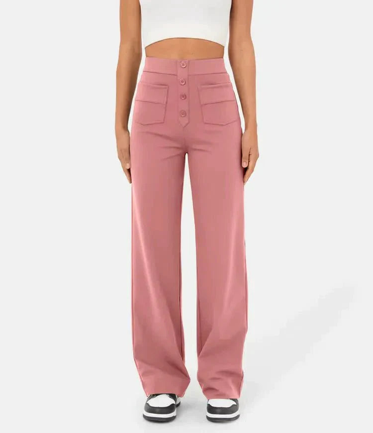 Phoebe – Pantaloni elasticizzati a vita alta e gamba dritta da donna