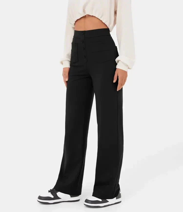 Phoebe – Pantaloni elasticizzati a vita alta e gamba dritta da donna