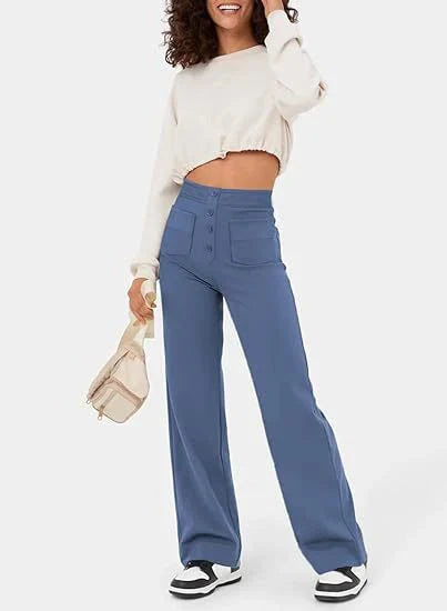 Phoebe – Pantaloni elasticizzati a vita alta e gamba dritta da donna