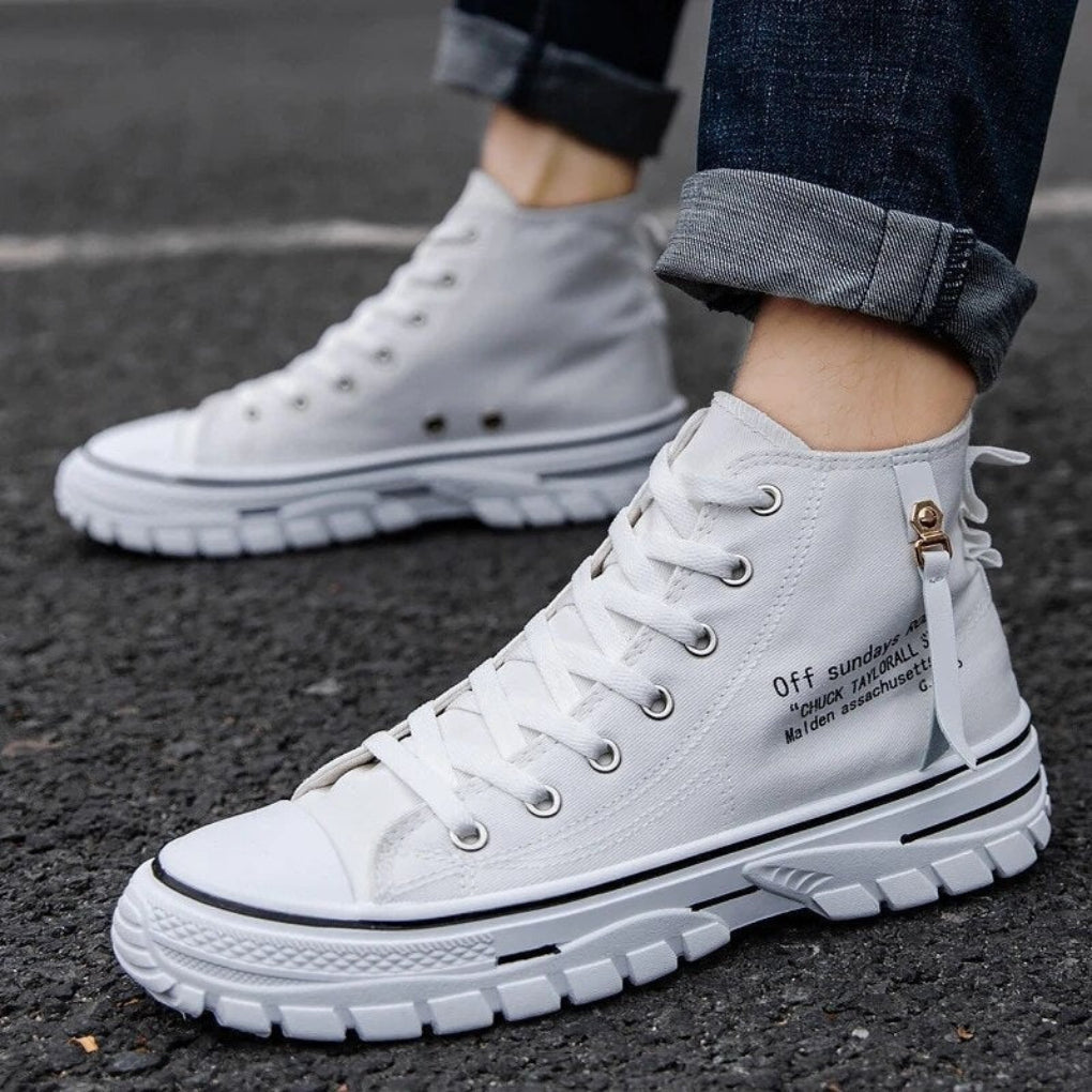 Sneakers Alte in Canvas Chunky da Uomo Casual Streetwear