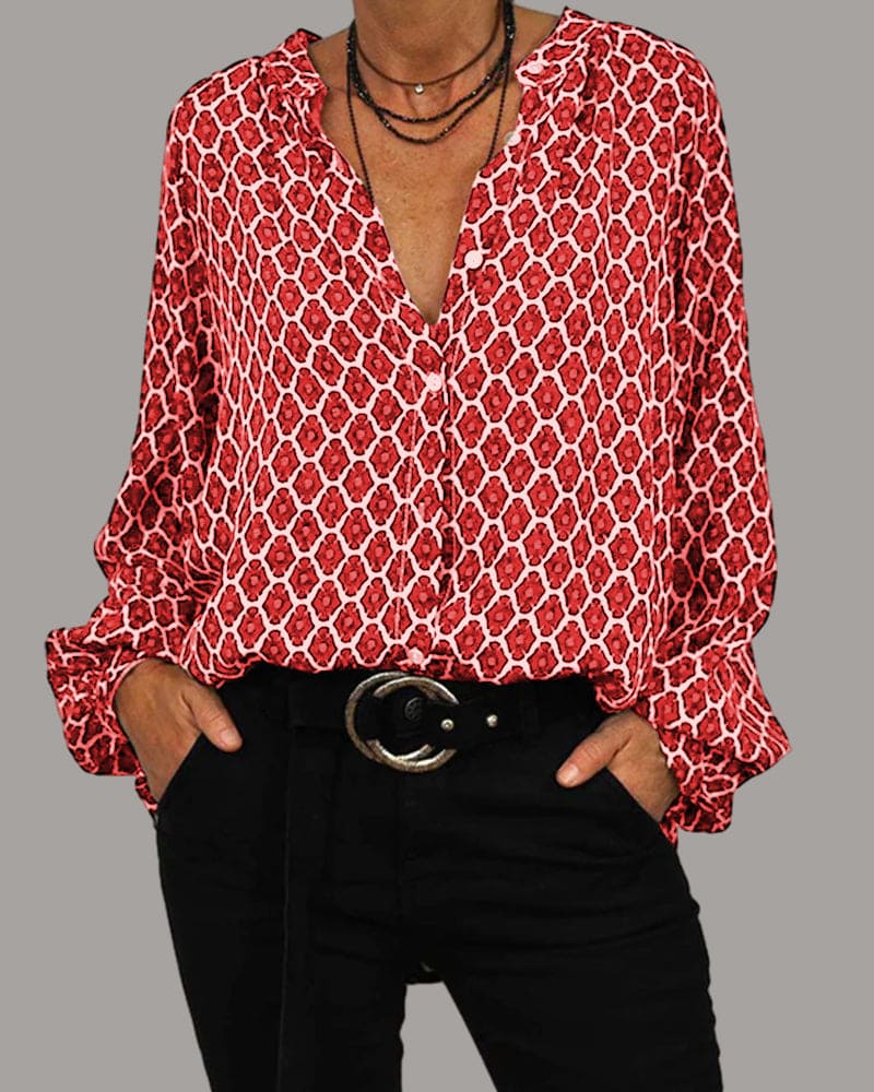 Blusa con scollo a V da donna