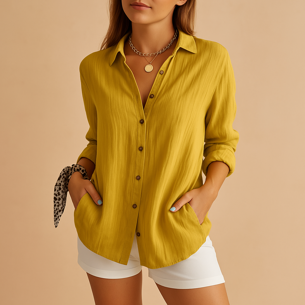 Camicia leggera in misto cotone e lino da donna