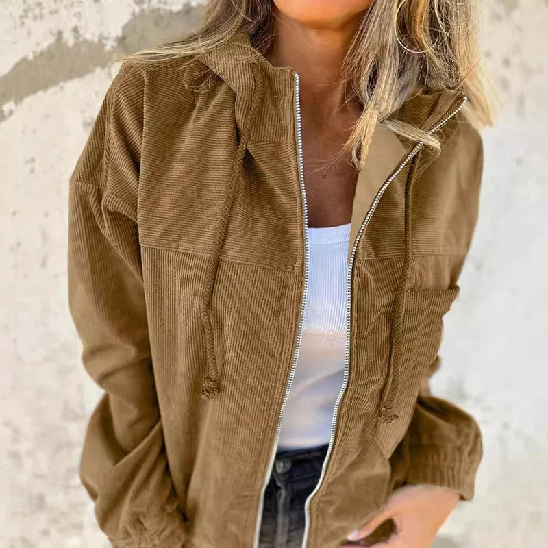 Giacca casual con cappuccio e zip da donna