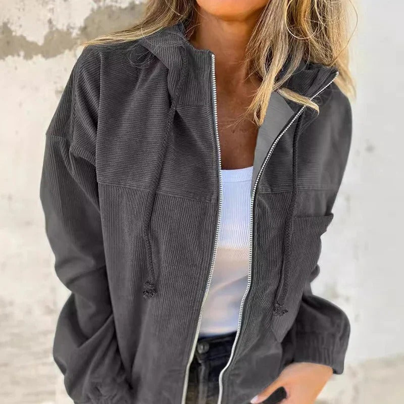 Giacca casual con cappuccio e zip da donna