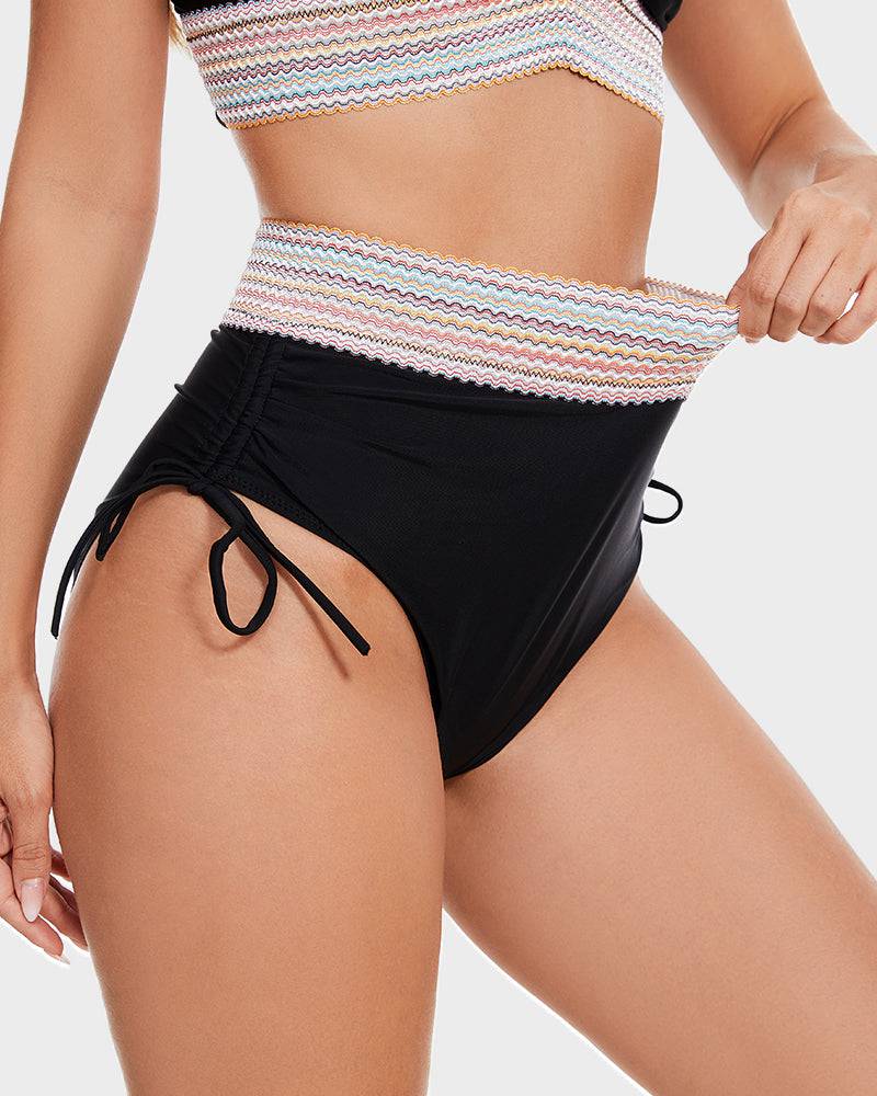 Bikini modellante a vita alta color block da donna