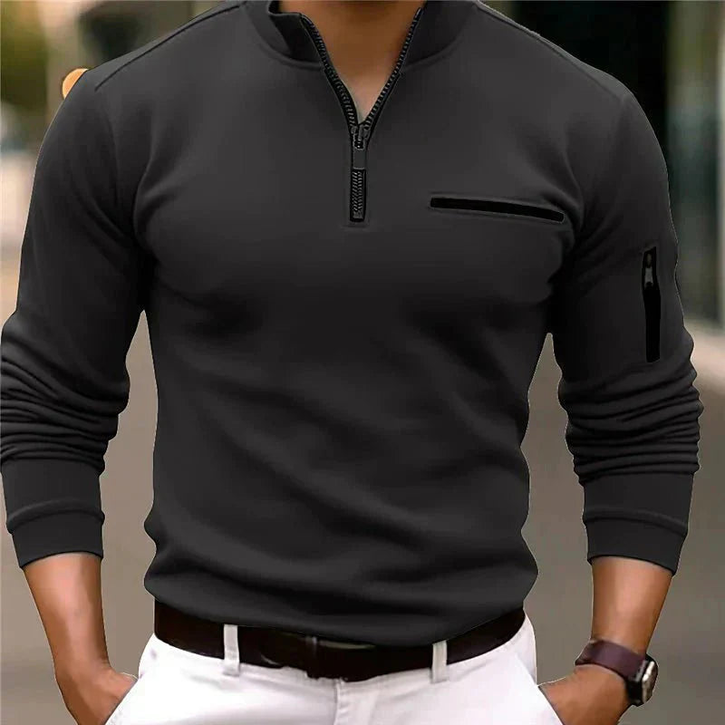 Jande – Maglione con zip e taschino da uomo
