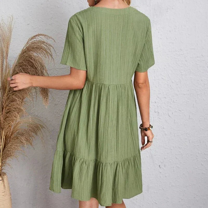Abito da donna retrò con scollo a V e tessuto modellante