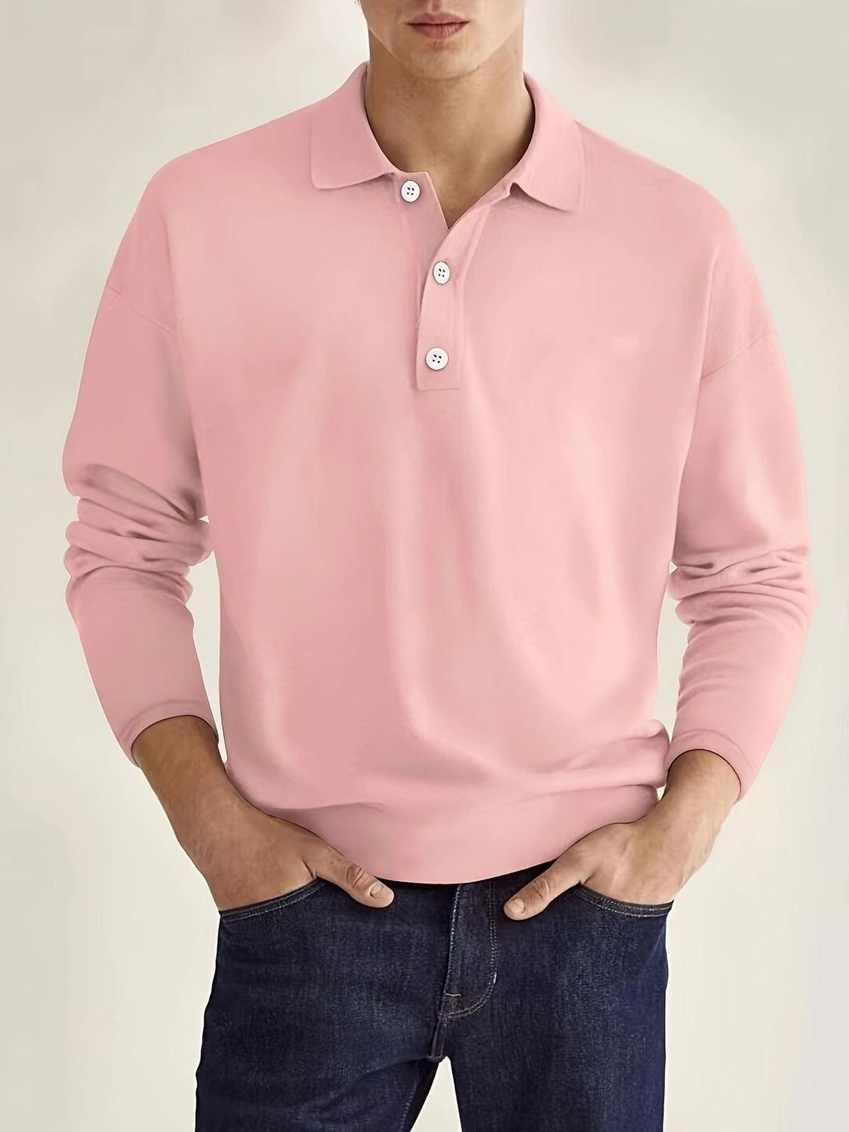 Polo a maniche lunghe in misto cotone da uomo
