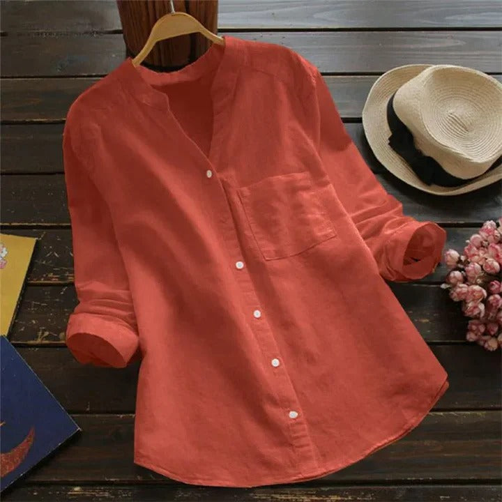 Camicia da donna in misto lino e cotone