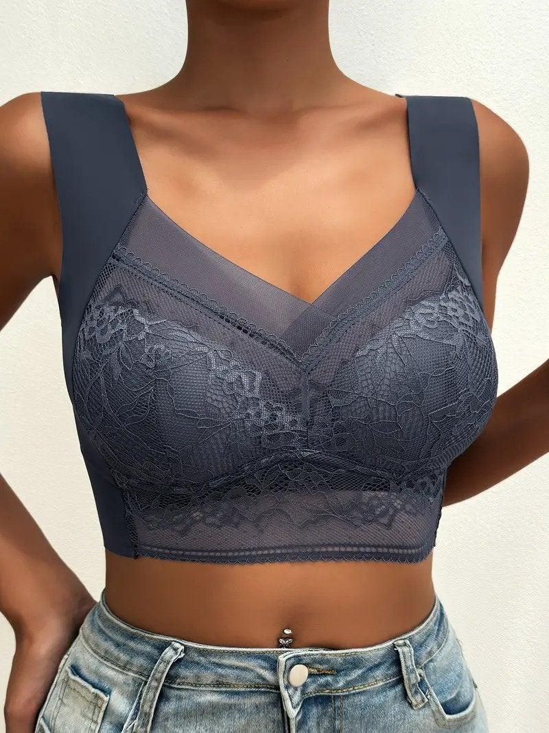Bralette push-up in pizzo senza cuciture