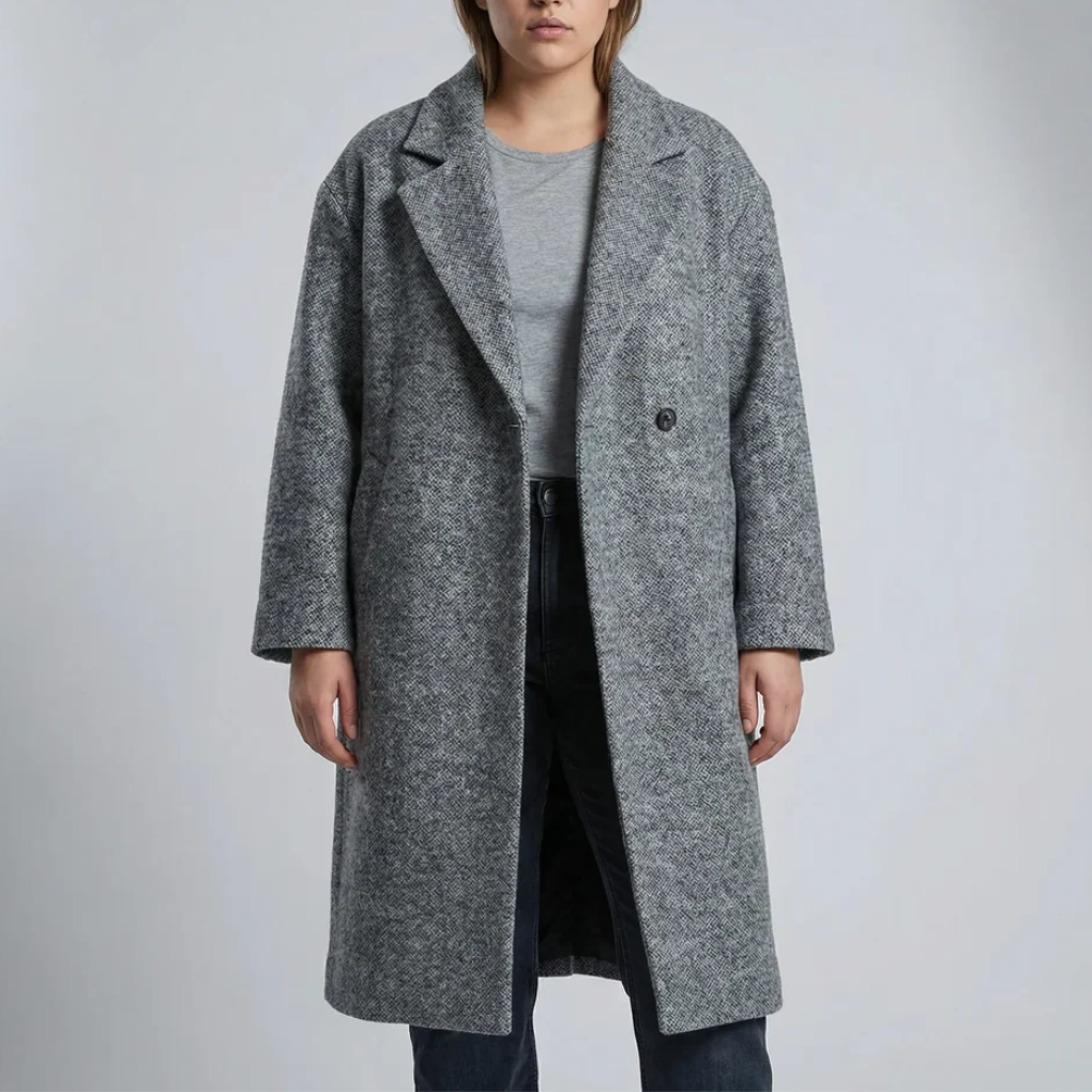 Cappotto Lungo a Scacchi Color Block per Donne