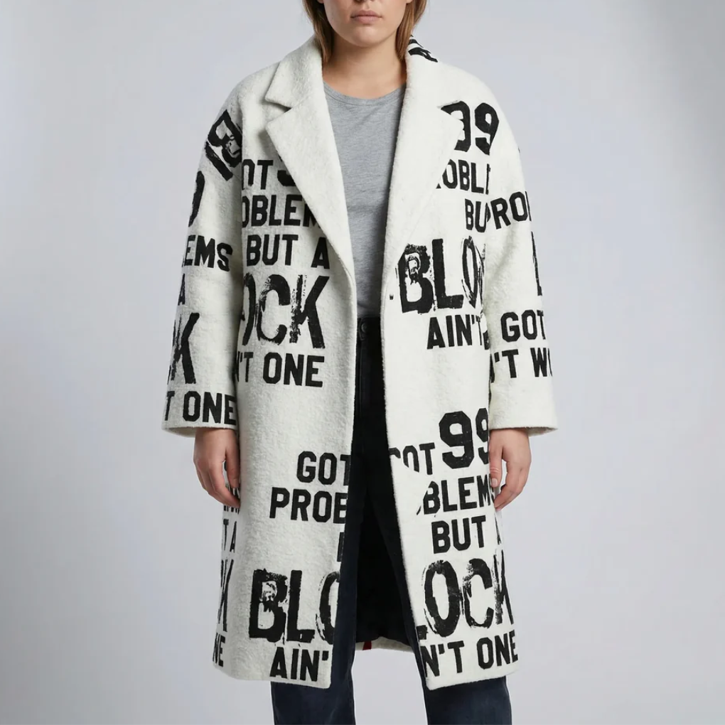 Cappotto Lungo a Scacchi Color Block per Donne