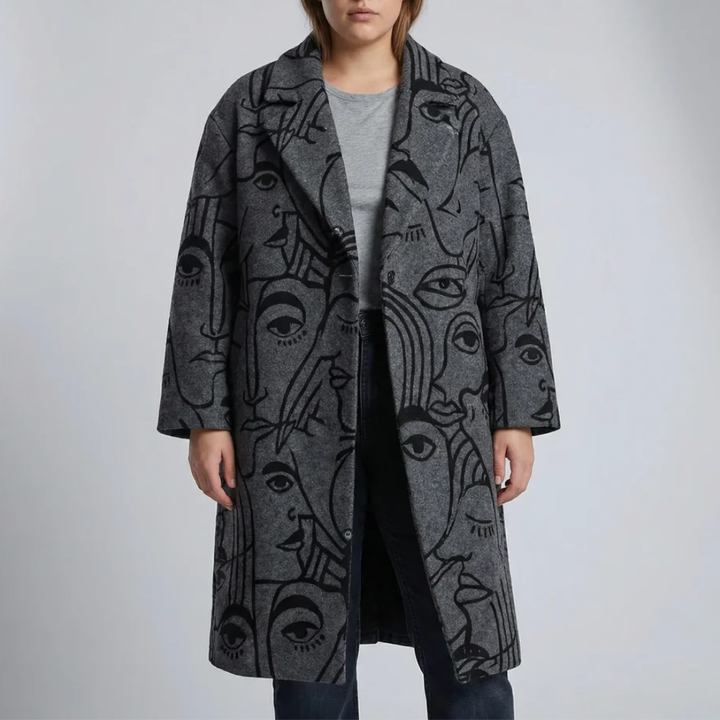 Cappotto Lungo a Scacchi Color Block per Donne