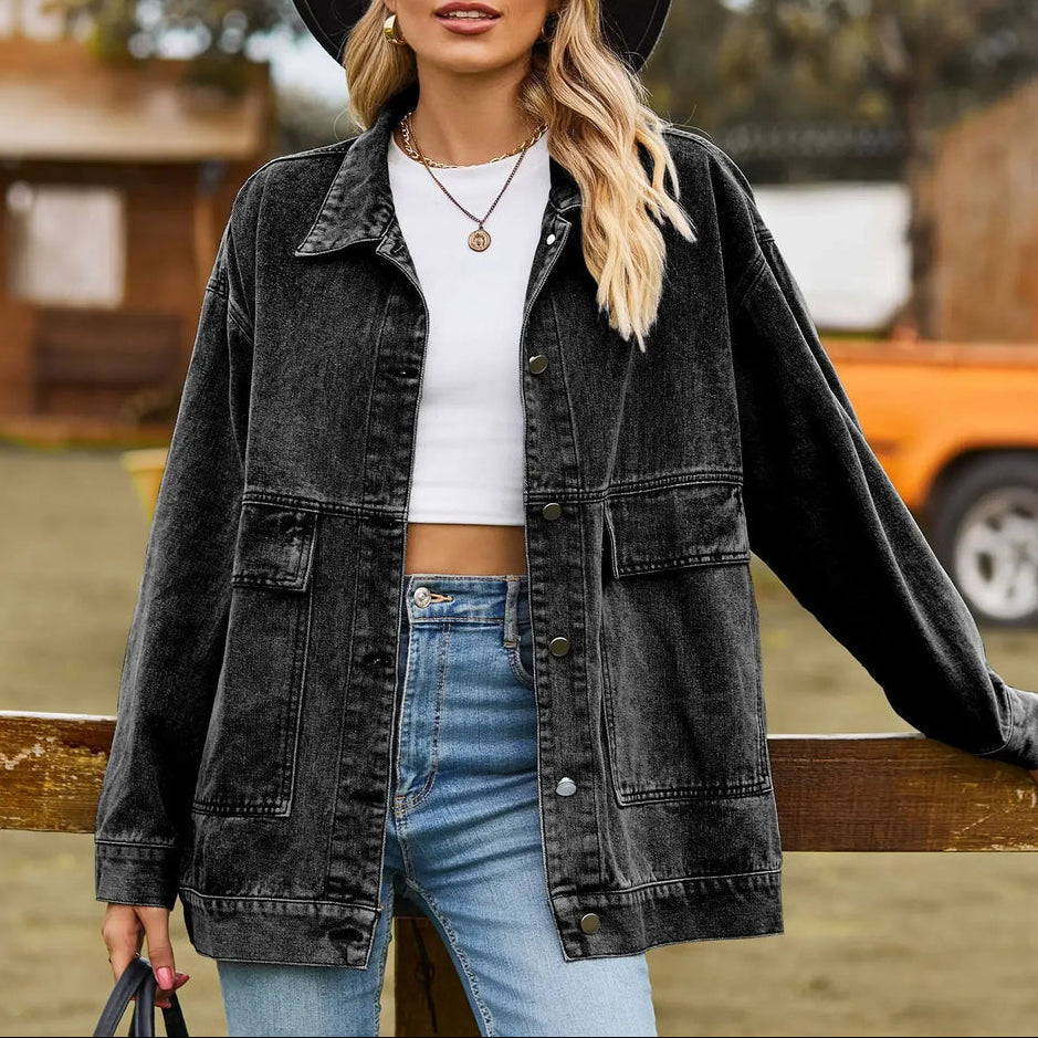Giacca in Denim Classica Vintage per Donne