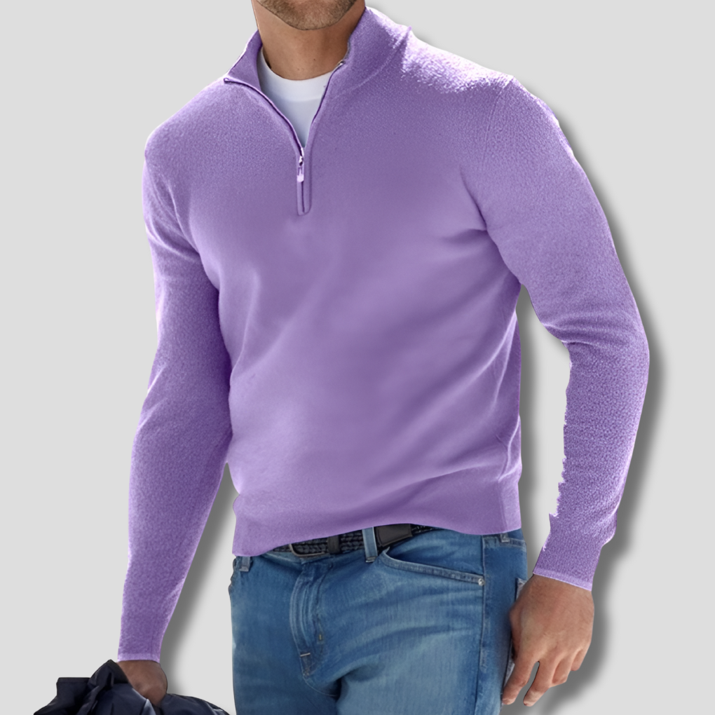 Maglione in Cotone con Collo a Zipper per Uomini