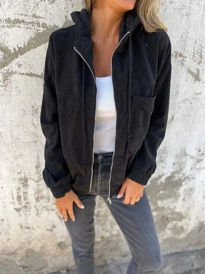 Giacca casual in velluto a coste con cappuccio