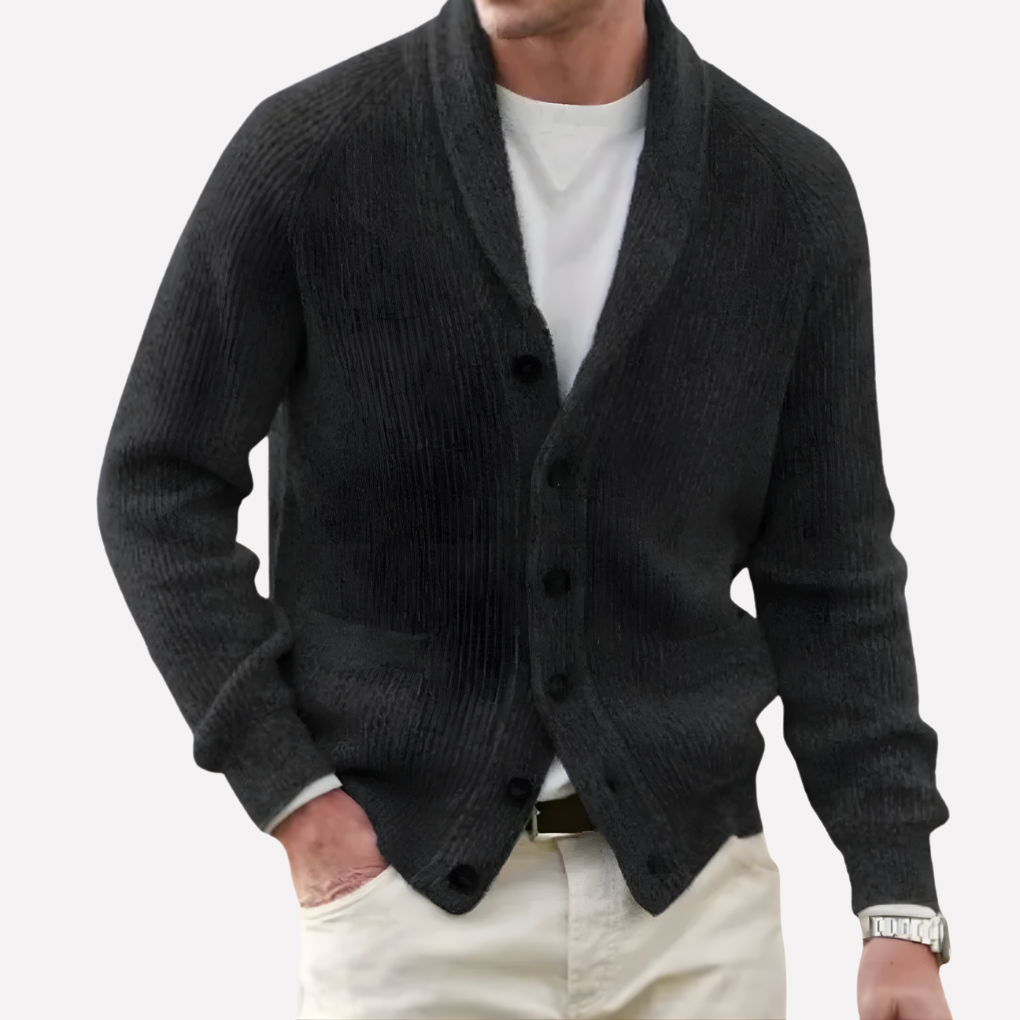 Cardigan da uomo con collo a sciarpa