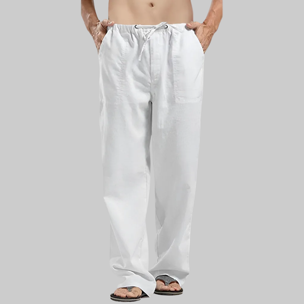 Pantaloni Uomo in Lino Traspirante con Vestibilità Oversized