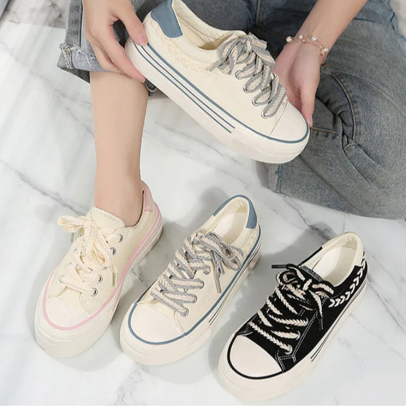 Sneakers in tela con suola platform