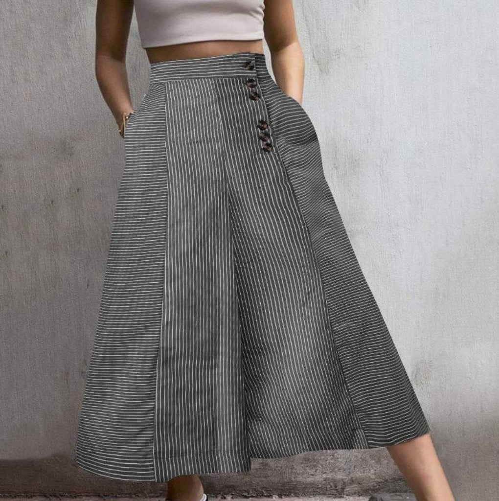 Pantaloni a vita alta a gamba larga a righe