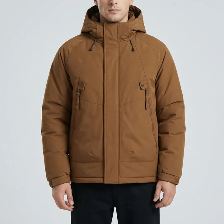 Cappotto invernale con cappuccio e tasche multiple