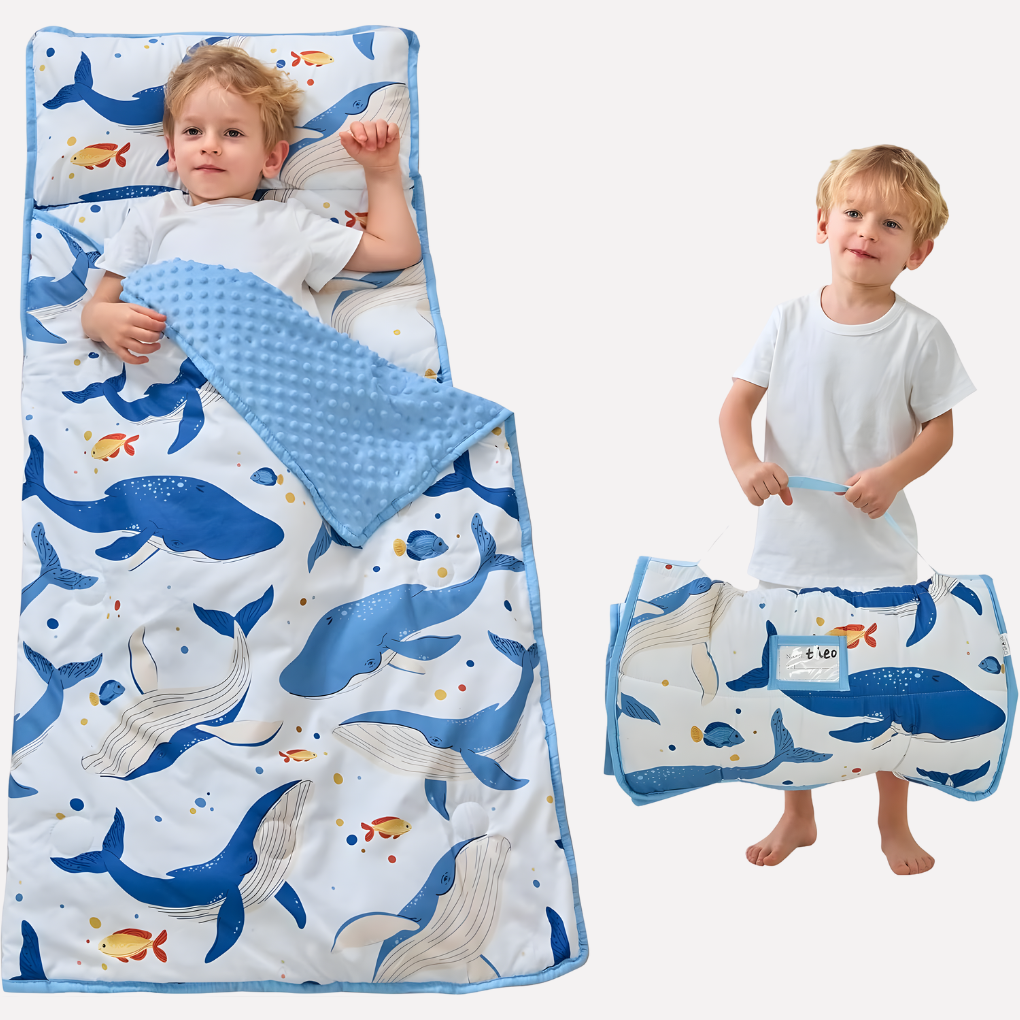 Tappetino per sonnellino per bambini con cuscino e coperta