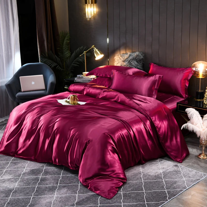 Set di Biancheria in Satin Setoso Indulgi nel Comfort Luxuoso