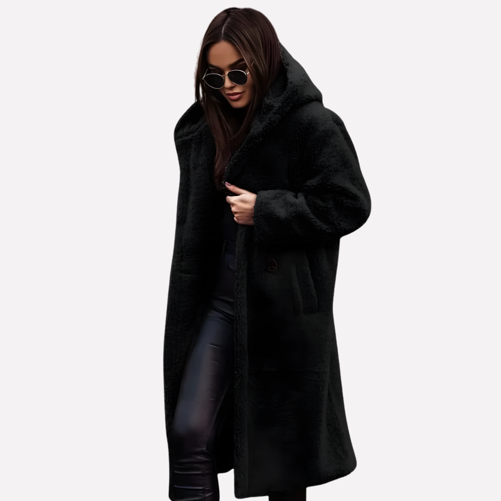 Cappotto Hooded da Donna con Chiusura a Bottone