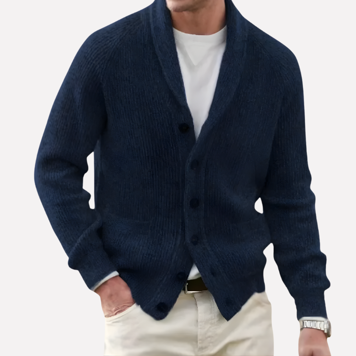 Cardigan da uomo con collo a sciarpa