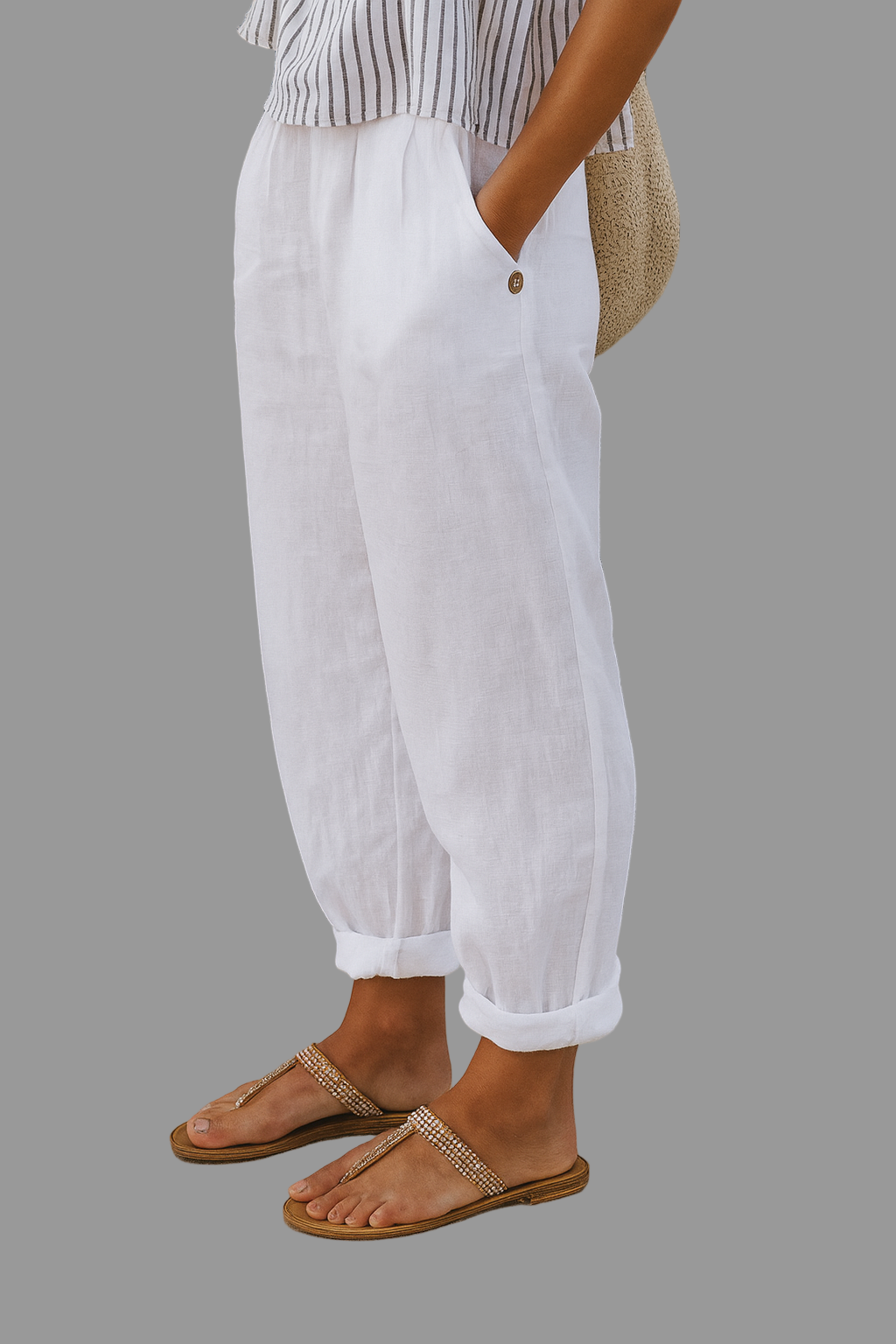 Pantaloni Casual da Donna – Fit Largo Solido con Tasche