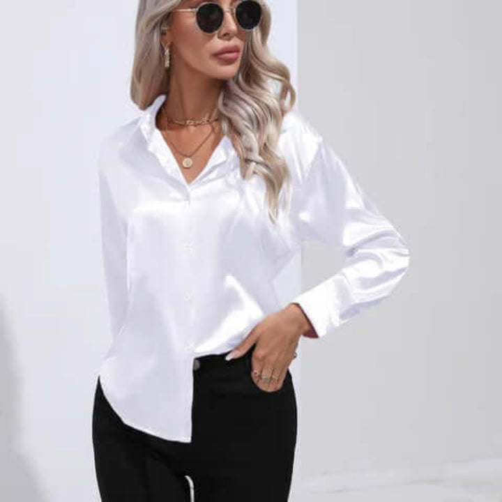 Blusa Lunga Morbida in Satin da Donna