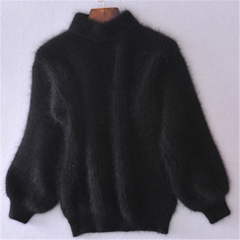 Maglia in Mohair con Collo Alto