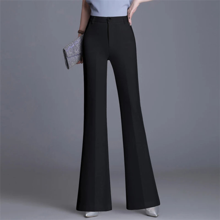Pantaloni a zampa slim a vita alta da donna