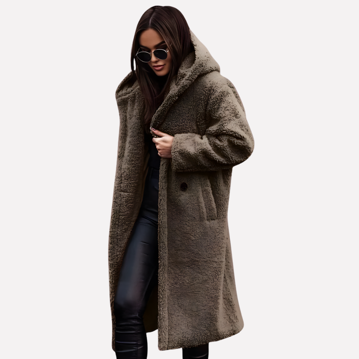 Cappotto Hooded da Donna con Chiusura a Bottone