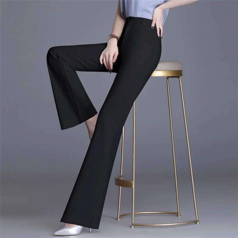 Pantaloni a zampa slim a vita alta da donna