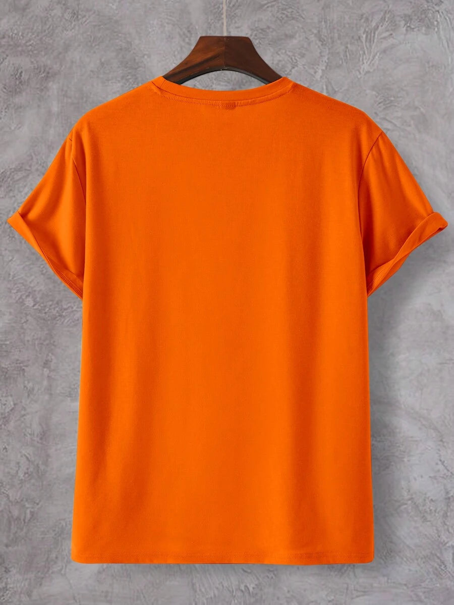 Maglietta slim fit arancione con stampa da uomo