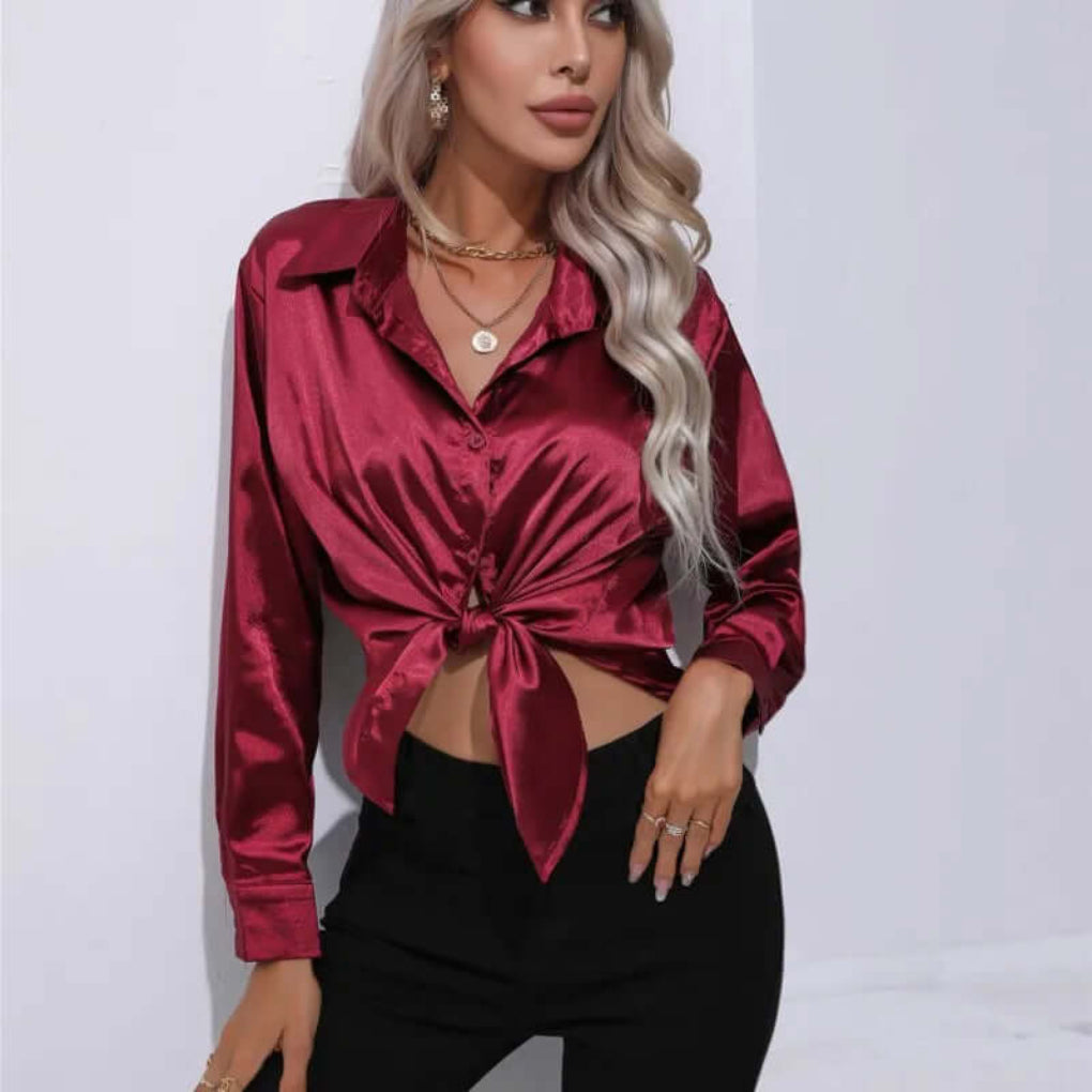 Blusa Lunga Morbida in Satin da Donna
