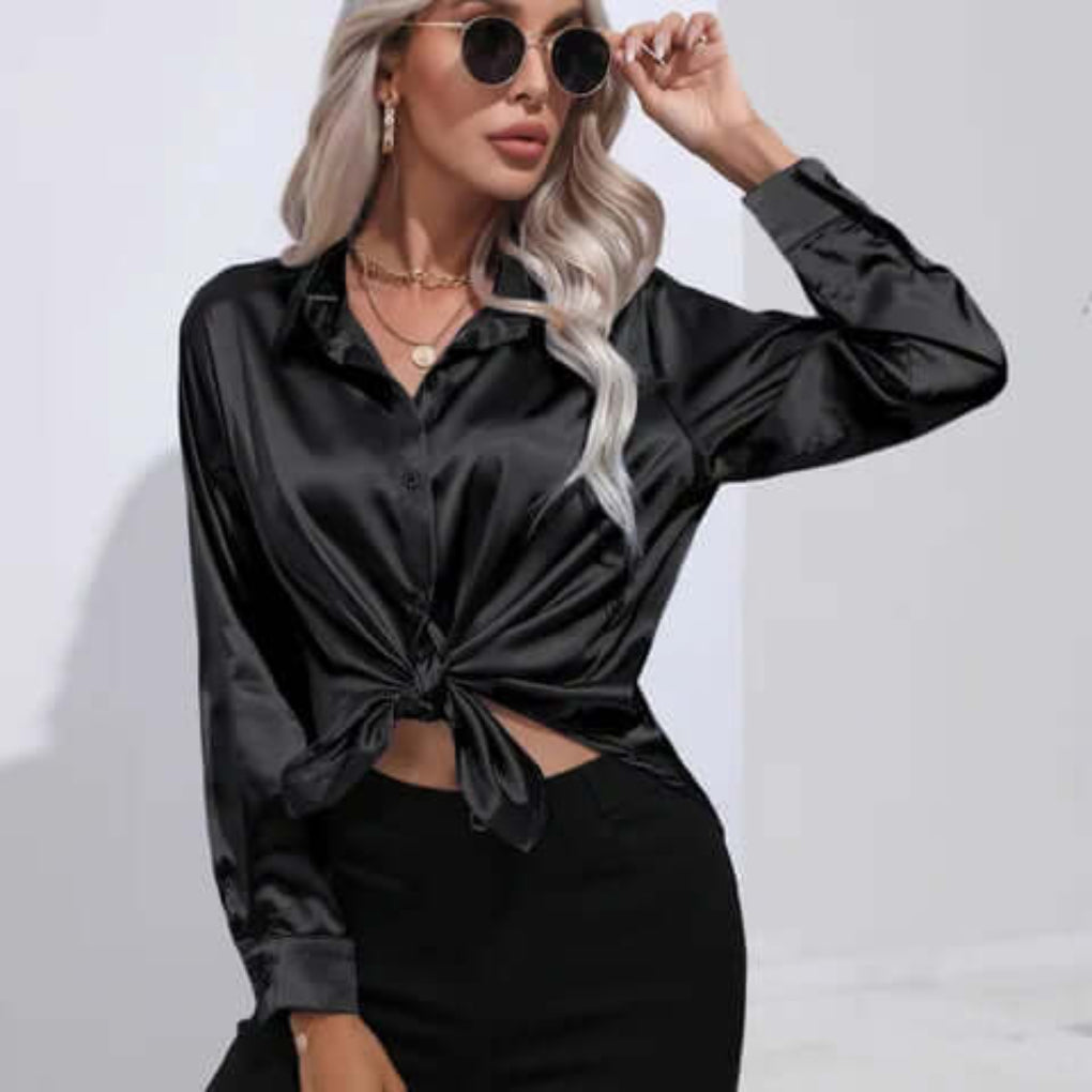 Blusa Lunga Morbida in Satin da Donna