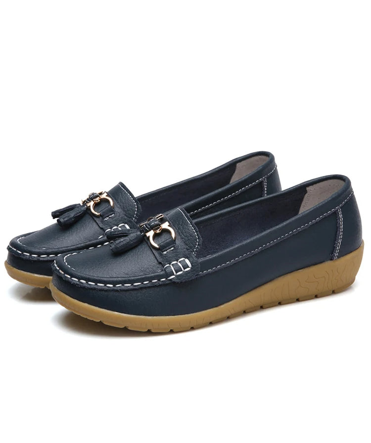Ballerine da donna in pelle con cut-out